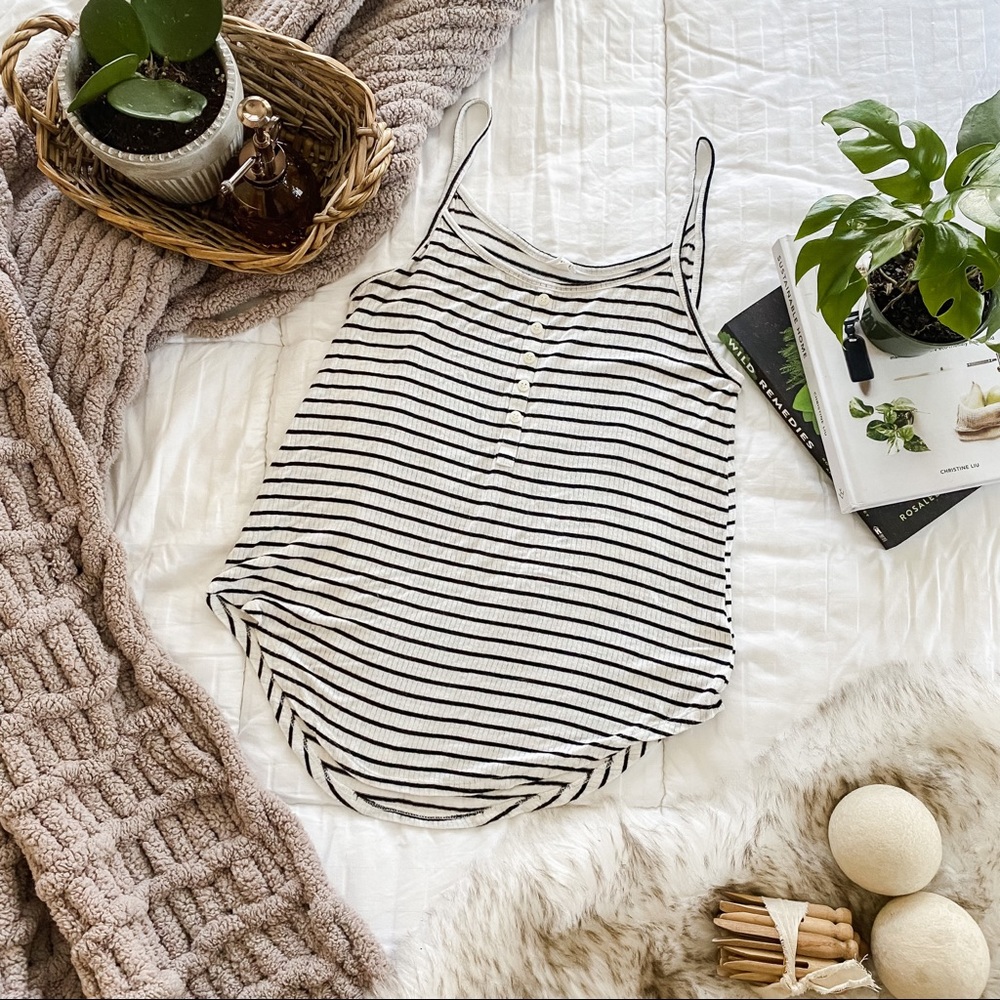 Aero Striped Tank w Buttons